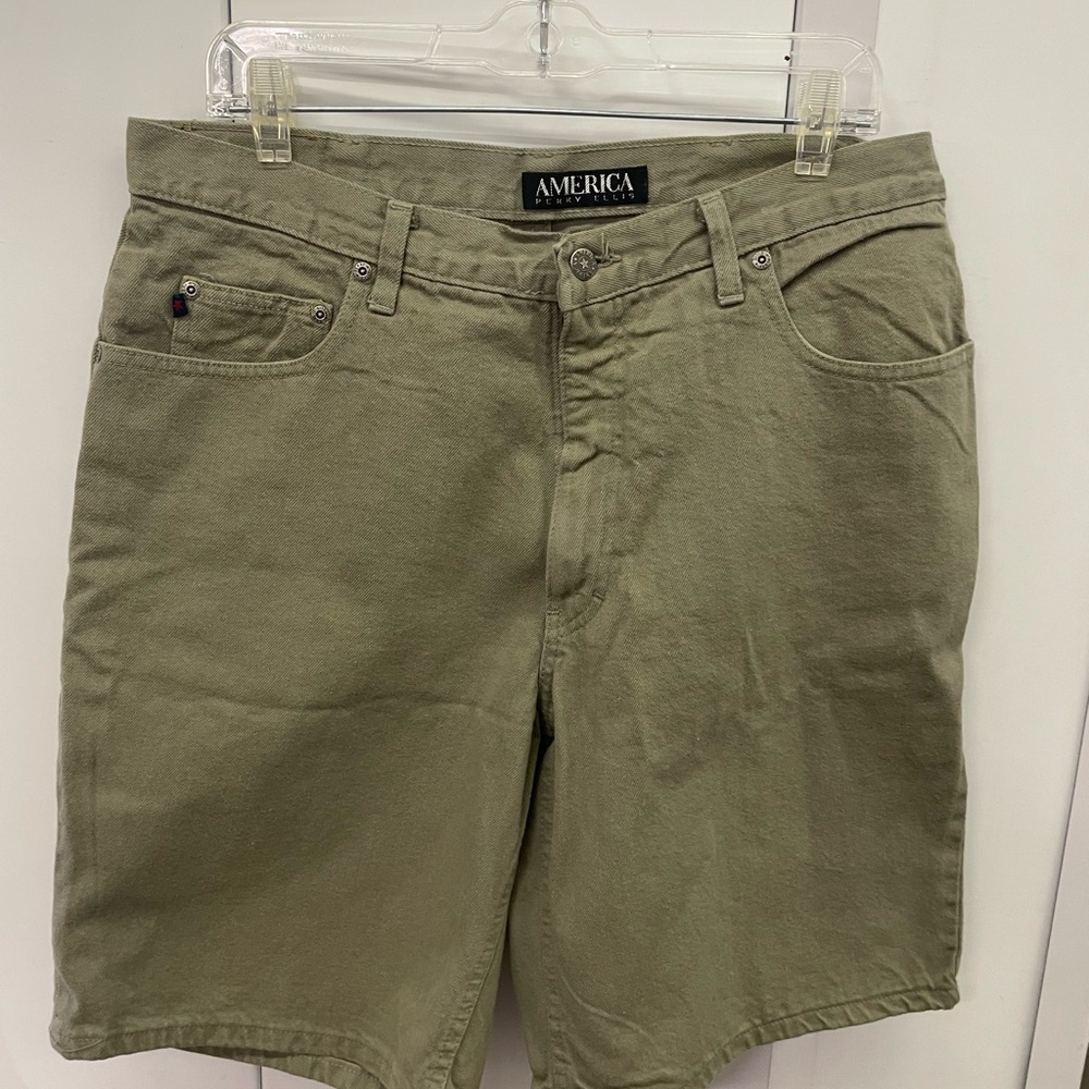 Perry Ellis Green Jean Shorts Straight Cut